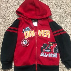 3T Little Driver red and black hooded sweatshirt